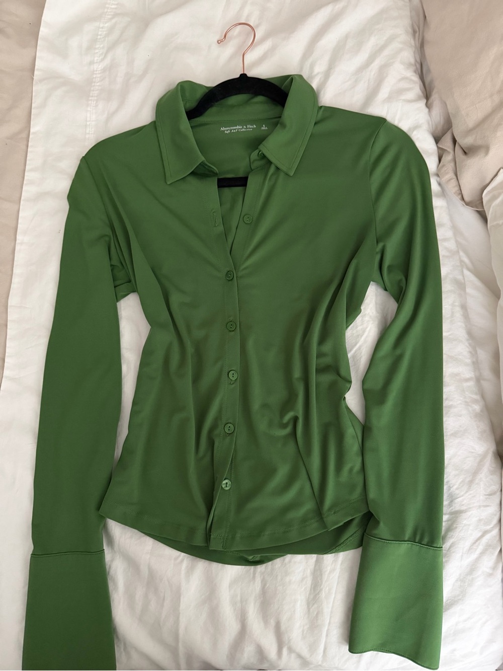 Abercrombie & Fitch Olive Green Long-Sleeve Button-Down Shirt